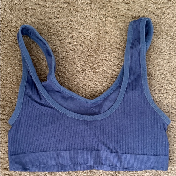 Blue Ribbed Sleep Bra - Picture 2 of 3